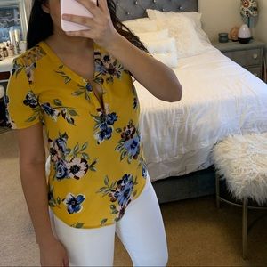 Floral yellow top